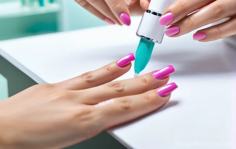 젤 네일 필러로 손톱 복구하기 - **Prompt:** A close-up, elegant shot of a woman's hands, illustrating the transformative power of ge...